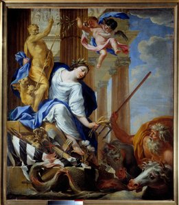 Simon Vouetin (1590-1649) maalauksen allegoria rauhan hyödyistä 1645 Cherbourg, Musee Thomas Henry tekijältä Simon Vouet