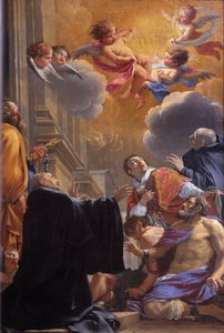 Saint Merry (tai Saint Mederic), Eveque de Paris (7. vuosisata) vankeja paljastamassa Simon Vouet