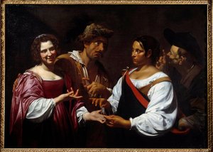 Ennustaja Simon Vouetin (1590-1649) maalaus 1620 su. 1,2x1,7 m Ottawa, Kansallinen taidegalleria tekijältä Simon Vouet