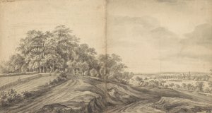 Boersbergin panoraama ja Doorwerthin linna kaukaisuudessa tekijältä Simon de Vlieger
