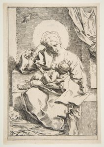 Madonna ja lapsi linnun kanssa, n. 1635-1636. tekijältä Simone Cantarini