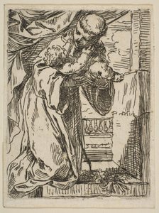 Pyhä Anthony Padovalainen pitelee Kristus-lapsia, n. 1635-1636. tekijältä Simone Cantarini