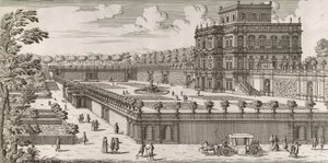 Näkymä Palazzo Pamphilin julkisivulle ja sen puutarhaan Secondo Prospetto Pe..., jälkeen tekijältä Simone Felice