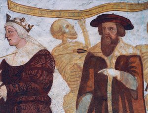 Death with the Duke, yksityiskohta Kuoleman tanssista tekijältä Simone II Baschenis