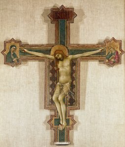 Krusifiksi Neitsyt Marian ja Pyhän Johannes evankelistan kanssa (Tempera puulla, 1321-1325) tekijältä Simone Martini