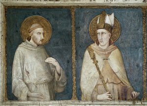 Pyhä Franciscus Assisilainen ja St Louis Toulouse (Louis Anjoulainen tekijältä Simone Martini