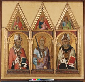 Pyhä Geminianus, n.1319 tempera ja kultaa paneelilla yksityiskohta 58835:stä. tekijältä Simone Martini