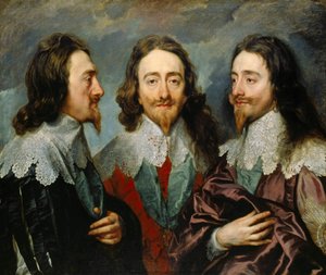 Charles I, Englannin kuningas 1600-1649, elokuvasta Three Angles The Triple Portrait, 1636.