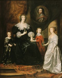Muotokuva Buckinghamin herttuan leskestä ja hänen lapsistaan, 1633.