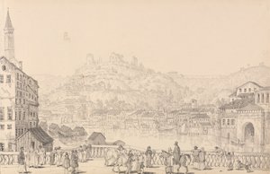 30 näkymän albumi Tirolissa ja Italiassa: Veronan kaupunki ja San Pietron linna toisesta sillasta, 1.11.1840