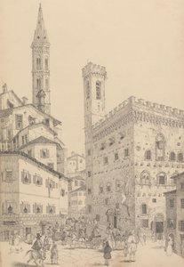 Álbum de 30 vistas no Tirol e na Itália: vista sul do Barqello ou prisão estadual e pináculo do Badia 3. d maio de 1842 finlandês tekijältä Sir Charles D