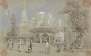 Näkymä Hagia Sofian moskeijalle ja Shadirvan-suihkulähteelle, Istanbul