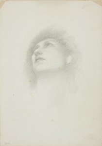 Naisen pää, jolla on kasvot ylösalaisin tekijältä Sir Edward Burne Jones