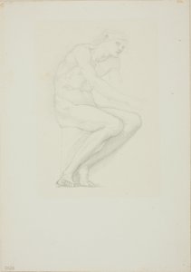 Istuva alaston mies tekijältä Sir Edward Burne Jones