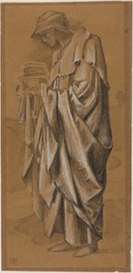 Seisova draped figuuri profiilissa vasemmalle
