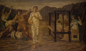 Cupid and Psyche - Palatsin vihreät seinämaalaukset - Psyyke, jonka on asettanut Venus the Task, 1881. tekijältä Sir Edward Coley Burne Jones