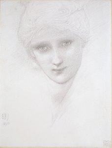 Naisen pää, 1890 tekijältä Sir Edward Coley Burne Jones