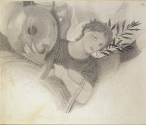 Study for a Head in The Days of Creation, c1871-1875 tekijältä Sir Edward Coley Burne Jones