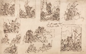 Moses and the Brazen Serpent - Suunnittelu Dunsterin linnan kappelille tekijältä Sir James Thornhill