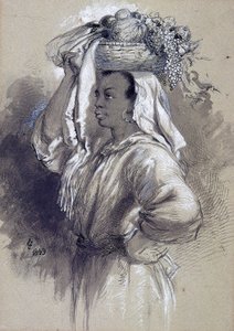 "Tyttö hedelmillä", 1849 tekijältä Sir John Gilbert