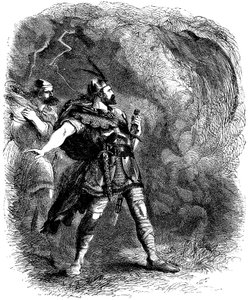 Macbeth ja Banquo kohtaavat kolme noitaa, 1858 tekijältä Sir John Gilbert