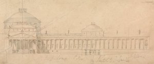 Luonnos kuninkaallisen palatsin puolijulkisivusta, Hyde Park, Lontoo tekijältä Sir John Soane