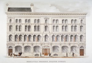 Näkymä kaupallisiin tiloihin, Billiter Street, Lontoon kaupunki, 1875 tekijältä Sir Joseph Causton and Sons