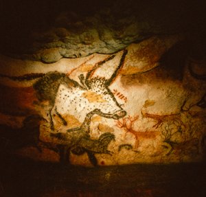 Maalaus häränpäästä härän kammiossa, Lascaux