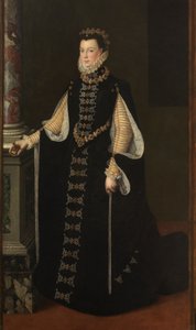 Espanjan kieli: Isabel de Valois sosteniendo un retrato de Felipe II Muotokuva Elisabeth Valois