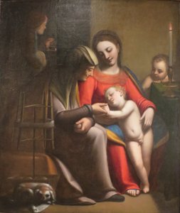 Pyhä perhe ja pyhät Anne ja Johannes Kastaja tekijältä Sofonisba Anguissola