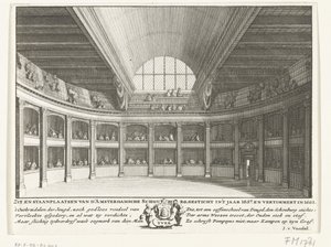 Jacob van Campenin teatteri näyttämöltä katsottuna, 1658 tekijältä Solomon Savery