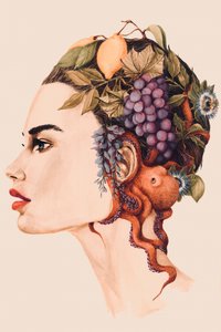 Surrealistinen naispuolisen mustekalan muotokuva tekijältä Sophia Novosel