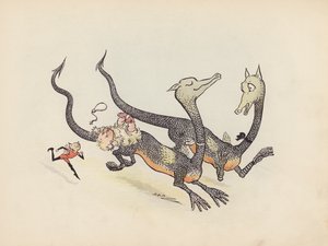 S Rosamond Praegerin kuvitus sarjaan Little Twin Dragons (värilitografia).