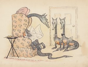 S Rosamond Praegerin kuvitus sarjaan Little Twin Dragons (värilitografia). tekijältä Sophia Rosamond Praeger