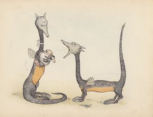 S Rosamond Praegerin kuvitus sarjaan Little Twin Dragons (värilitografia).