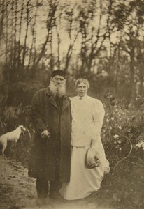 Venäläinen kirjailija Leo Tolstoi ja hänen vaimonsa Sofia Tolstaya, Venäjä, 1895