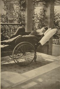 Venäläinen kirjailija Leo Tolstoi toipumassa Gasprassa, Krimillä, Venäjällä, 1902. tekijältä Sophia Andreevna Tolstaya