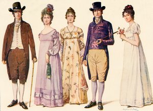 Vaatteet Washingtonin ja Adamsin tasavallan aikana, 1790-1800, 1903, 1937.