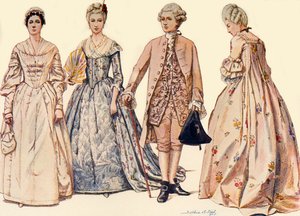 Vaatteet Yrjö II:n hallituskaudella 1750-1760, 1903, 1937.