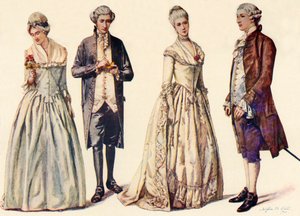 Vaatteet Yrjö II:n hallituskaudella 1760-1776, 1903, 1937.