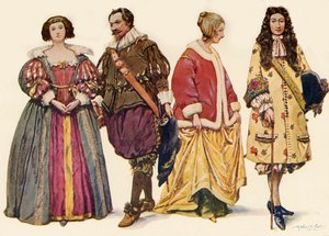 Vaatteet Kaarle I:n ja II:n sekä Jaakob II:n, 1640-1686, 1903, 1937, hallituskauden aikana.