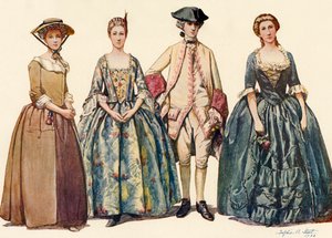 Vaatteet George I:n ja II:n hallituskaudella 1725-1745, 1903, 1937.