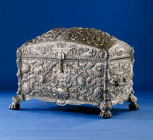 Tärkeä espanjalainen siirtomaa-hopea arkku, n. 1800 (hopeaa puisella pohjalla ja puisella sisustuksella)