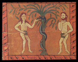 Adam ja Eeva, Sagars-alterpiecesta (tempera paneelissa) tekijältä Spanish School