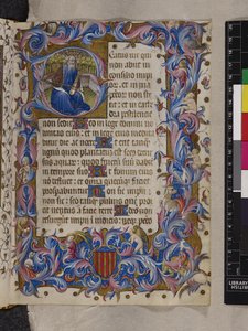 Lisää MS 28962 f.82r alkukirjain "B", joka kuvaa kuningas Daavidia, Psalmi I, kirjasta "Psalter and Hours, Dominican use" tai "Alphonso V of Aragonin rukouskirja", n. 1436-1443 (mustetta, väriä ja kultaa tarranauhalla) ) tekijältä Spanish School