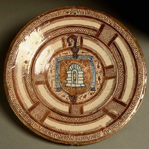 Pobletin luostarin Blazon, Cistersialainen luostari Kataloniassa. Keraaminen levy valmistettu lähellä Valenciaa, Espanja. 1500-luvun Firenze, Museo Nazionale del Bargello tekijältä Spanish School