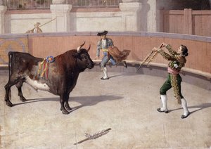 Härkätaistelukohtaus, 19th C. tekijältä Spanish School