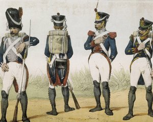 DE SOTTO, Serafin Maria, Clonardin jaarli (1793 - 1862). Historia organica de las armas de Infanteria y Caballeria espanolas. 1851 - 1859. Jalkaväen sotilaat Espanjan Ferdinand VII:n valtakaudella. Grenadier, kiväärimies, kersantti ja chasseur (1815-1820). tekijältä Spanish School