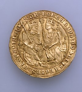 Ferdinand II Aragonialainen (1479-1516) ja Isabella Kastilialainen (1474-1504), Sevillan rahapaja, 1475 (kulta) (katso 168056)