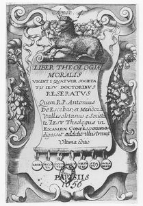 Liber Theologiae Moralisin etukappale, Antonio Escobar y Mendoza, 1656 tekijältä Spanish School